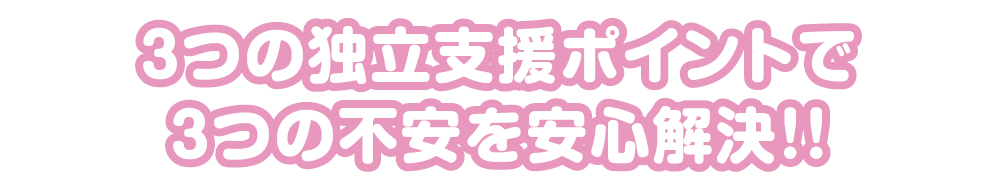 3つの独立支援ポイントで３つの不安を安心解決！！